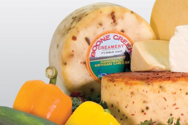 Photos of Boone Creek Creamery cheeses.