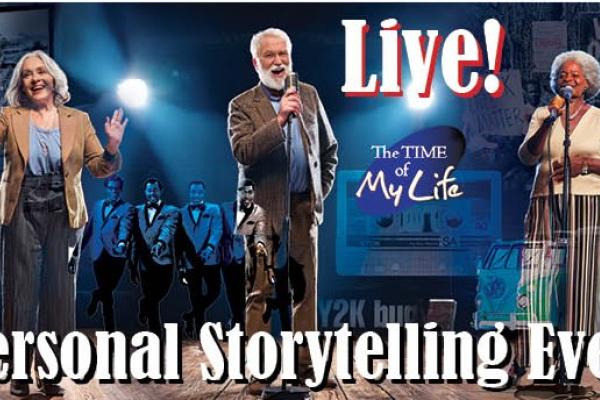 Multiple senior adults featured on a stage with microphones in hand, a white woman with grey hair, a white man in a suit with a beard, and an African american woman all featured.